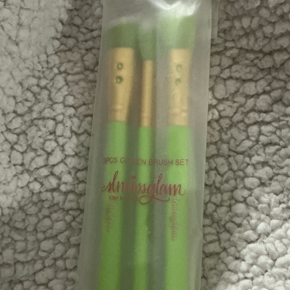 Green and Gold Makeup Brush Set